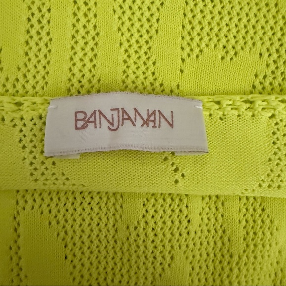 Banjanan Chartreuse Floral Jacquard Knit Sweater Cotton Blend Size M - Picture 7 of 11